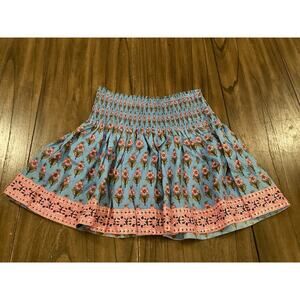 Marea by Liz Joy Pure Joy Home Harbor Sunset Smocked Block floral Print Skirt S